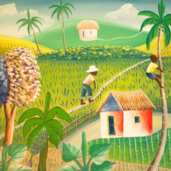 Ein gemaltes Bild von Arbeitern in Haiti