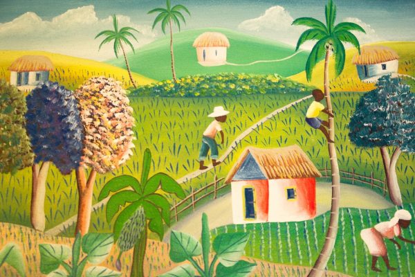 Ein gemaltes Bild von Arbeitern in Haiti